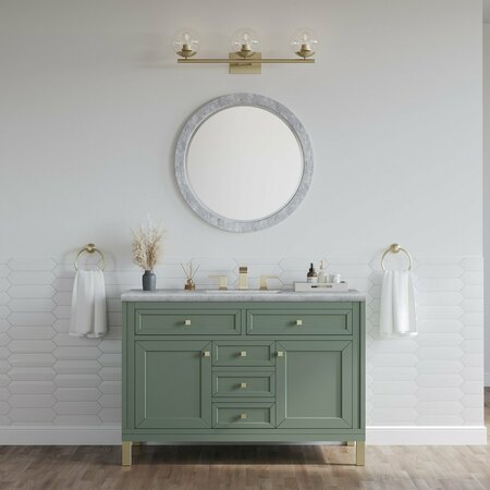 James Martin Vanities Chicago 48in Single Vanity, Smokey Celadon w/ 3 CM Carrara Marble Top 305-V48-SC-3CAR